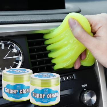 Imagem de JUSTTOP 2 pacotes de gel de limpeza de carro, geleca de limpeza de interiores automotivos, kit de limpeza de ventilação de carro para carro e teclado, acessórios de limpeza de carro amarelo