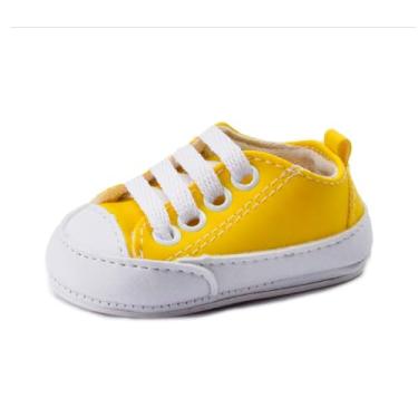 Imagem de Sapatinhos Bebê-Tenis recém-nascido primeiros passos, forrado com tecido espumado 14ao20 baby 1001A (Amarelo Branco, BR, Bebê, Numérico, 14)
