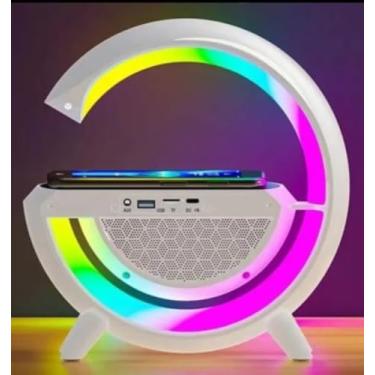 Imagem de Luminária G-Speaker Inteligente 3 em 1 - Iluminação LED Caixa de Som Bluetooth e Carregador por Indução para Smartphones