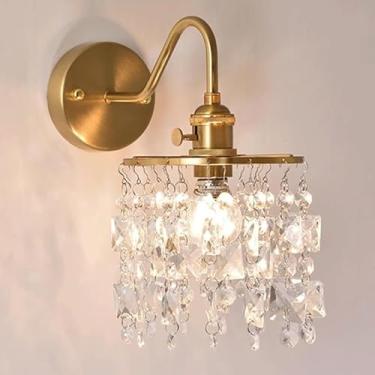 Imagem de Luminárias de parede de cristal de luxo French Light 10,6 pol. Iluminação de três tons E26/E27 Base de arandelas Personalidade Sala de estar Quarto Luz de parede para sala de jantar Corredor