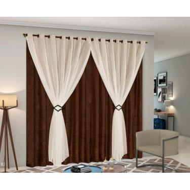 Imagem de Cortina cetim voil sala e quarto 4,00M X 2,50M - SAFIRA ENXOVAIS, Marr