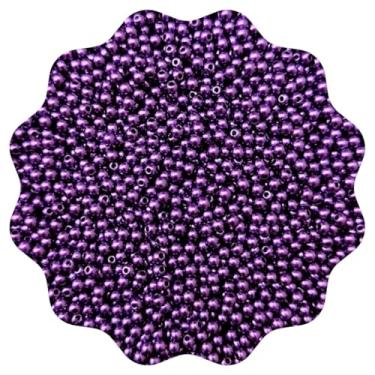 Imagem de 100g Miçanga Pérola 4mm Abs ou Leitosa Aprox 3800un Missanga Artesanato (Tradcional - Roxo)