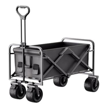 Imagem de carroça Carrinho de vagão de armazenamento com rodas dobrável jardim portátil carrinho de mão lounge vagão praia carrinho utilitário jardim para ao ar livre dobrável