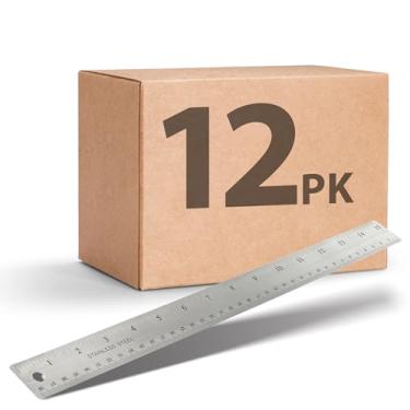 Imagem de Officemate Régua clássica de metal de aço inoxidável, 38 cm com medidas métricas, prata, 38 cm C x 3 L, pacote com 12 (666120)