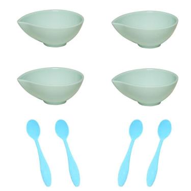 Imagem de Kit 4 Cremeiras Gota 120Ml + 4 Colheres Verde Polipropileno