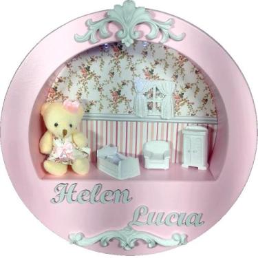 Imagem de Enfeite Porta Maternidade Cenário Nicho Led + nome - JARDIM ROSA E BRA