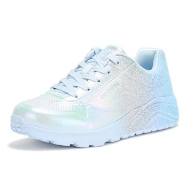 Imagem de Skechers Tênis feminino Uno Lite-Metallic Shimmers, Azul claro/prata, 11 Little Kid