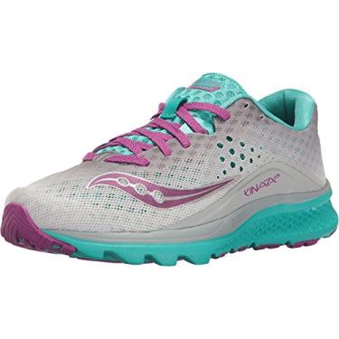 Imagem de Saucony Tênis de corrida feminino Kinvara 8, Cinza/azul-petróleo/roxo, 5.5
