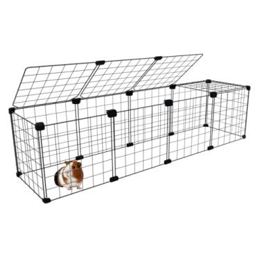 Imagem de Cercado Gaiola Pet para Porquinho da Índia 30x120cm com Teto 30cm Altura Tela Aramada Malha de 5cm (Branco)