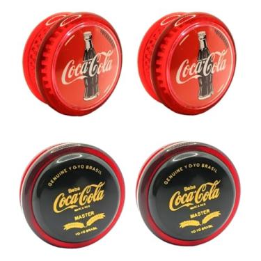 Imagem de Kit Profissional de Yo-Yo com 4 Unidades - Modelos Rolamento e Fixo (Ioio/Yo-Yo) (2 Coca Rolamento 2 Coca Eixo Fixo Vermelho)