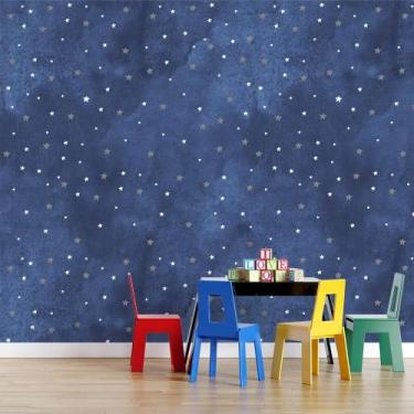 Imagem de Papel de Parede Céu Estrelado tons de azul e cinza e branco - AloPaper