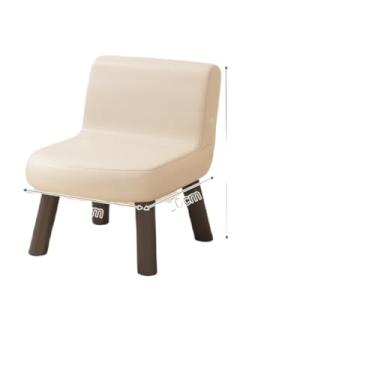 Imagem de Cadeira de couro PU pequena confortável com design ergonômico para uso doméstico e escritório (bege)