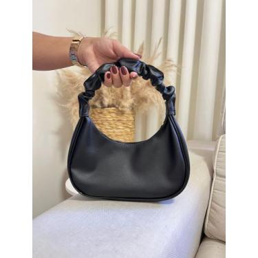 Imagem de Bolsa Preta Feminina Pequena Bag Meia Lua Ombro Mão Lateral Bolsinha -