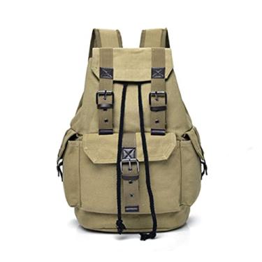 Imagem de Mochila de lona para homens mochilas escolares casuais grandes para meninos bolsa de viagem para homens(Khaki)
