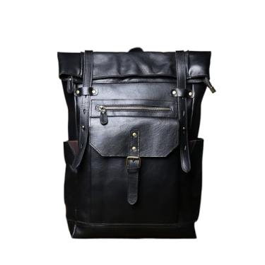 Imagem de Mochila masculina de grande capacidade de 16 polegadas Couro Genuíno para homens Bolsa Mochila masculina de couro de vaca