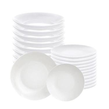 Imagem de Jogo de Pratos Leonora Fundo e Sobremesa 24 Peças em Porcelana Branco 