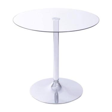 Imagem de Mesa Apollo Redonda 70 cm (largura) Base Aço Cromado Tampo Vidro Temperado 73 cm (altura)