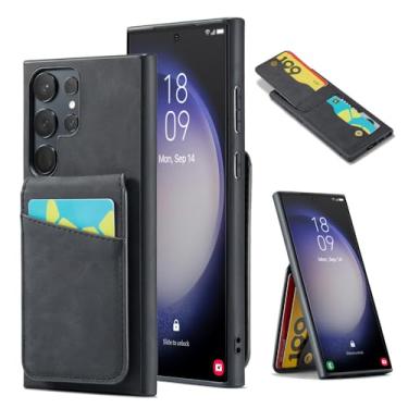 Imagem de Capa de couro PU com suporte para telefone para Samsung Galaxy A13 14 15 22 23 24 25 33 34 35 51 52 53 54 55 71 72 73 Capa tipo carteira, preta, para Samsung A35 5G