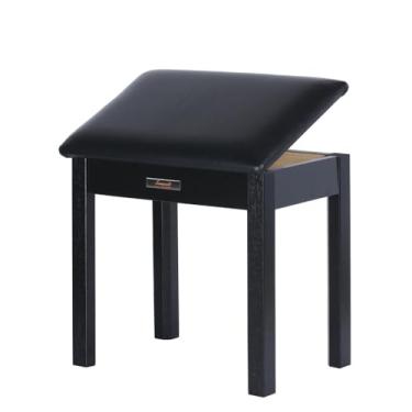 Imagem de Sanpuli Banco de piano de madeira maciça com armazenamento, banco de piano e almofada acolchoada, banco de teclado com estante, cadeira de piano e assento de piano com esponjas de alta densidade.