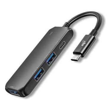 Imagem de Adaptador ELG PRETO HUB USB 4 em 1 TIPO-C 3.0 - HUB41C