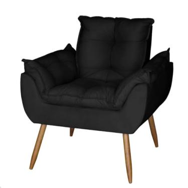 Imagem de Poltrona Para Sala de Estar Cadeira Decorativa Estofada Escritório Recepção Varanda (Suede preto)
