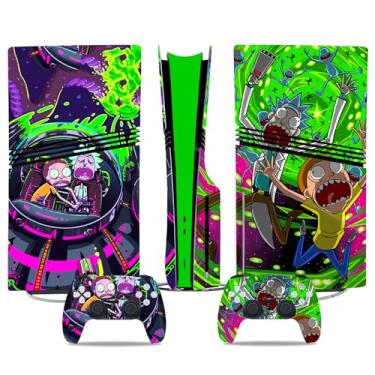 Imagem de Película de decalque para console e controles PS5 Pro, acessórios para console PS5 Pro, adesivos de vinil para PS5 Pro, edição de disco - verde e roxo