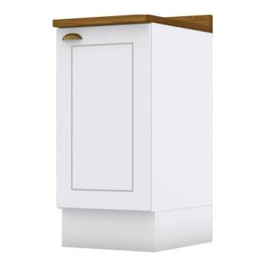 Imagem de Balcão 1 Porta 40 Cm Americana Branco Com Tampo Nature - Henn - MÓVEIS