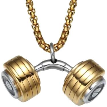 Imagem de Cordão Fit Masculino Com Pingente Halter Academia Aço Inox Corrente Ouro Prata Colar Maromba Anilha Para Treina (60cm)