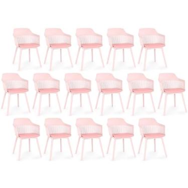 Imagem de Kit 16 Cadeiras de Jantar Estofada Marcela - Rosa