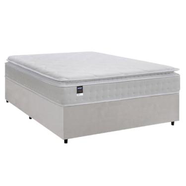 Imagem de Cama Box Casal King Colchão Molas Ensacadas Gazin Com Pillow Tower New 193x203x73cm Branco