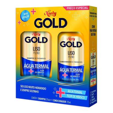 Imagem de Kit Shampoo + Condicionador Niely Gold Liso Pleno