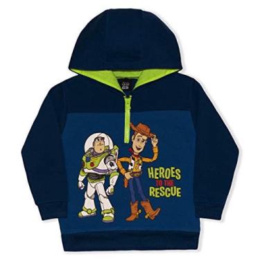 Imagem de Moletom com capuz Disney Toy Story Boy's Heroes to the Rescue Woody and Buzz Lightyear, azul marinho, tamanho 4