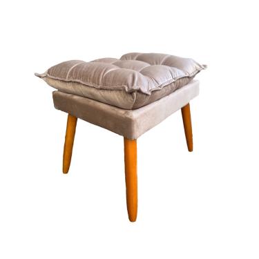Imagem de Puff Banqueta Retangular Estofado Decorativo Com Pés Retrô