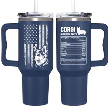 Imagem de Couple Fox Corgi Gifts For Men, Corgi Owner Tumbler, Aniversário, Presente de Dia dos Pais para Homens, Presentes de Natal para Papai, De Cães Para Pai, Copo Pitbull 1,134 g Com Alça