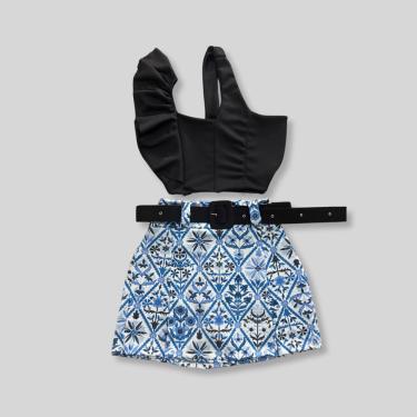 Imagem de Conjunto Plus Size Short Saia com Cinto Cropped Babado 0616