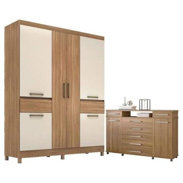 Imagem de Cômoda London e Guarda Roupa Casal Mauá Amêndola Off White – Demóbile