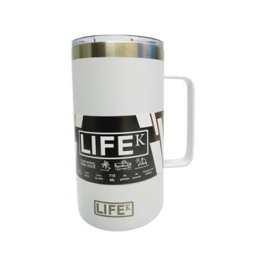 Imagem de Caneca Térmica Branca 710ml Inox P/ Vinho Cerveja Café Sucos - Abrolho