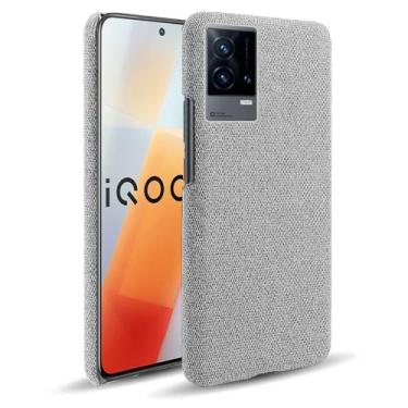 Imagem de Capa para vivo iQOO 8,Capa desenhada em lona,Case Protetora Ultrafina com Empunhadura Macia,Design em Tecido Antichoque e Antiarranhões-Light gray