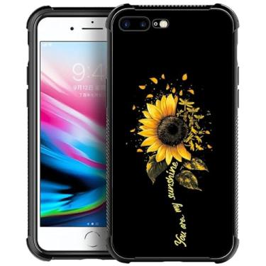 Imagem de Capa para iPhone 8 Plus, capa com estampa de girassol libélula amarela para iPhone 7 Plus para meninas, proteção ultra à prova de choque, silicone macio, TPU antiderrapante, compatível com Apple iPhone 8 Plus/7 Plus