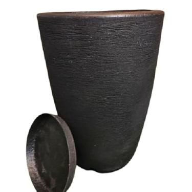 Imagem de Vaso Grande Para Plantas Cone Grafiato Texturizado Luxo Escovado Jardim (preto)