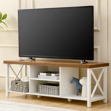 Imagem de GAZHOME Suporte de TV para TV de até 65 polegadas, armário de TV com armazenamento aberto, unidade de console de TV com prateleiras para sala de estar, sala de entretenimento, branco