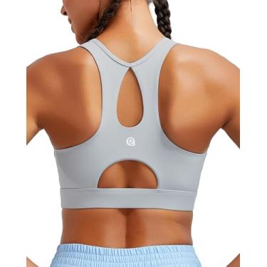 Imagem de RUNNING GIRL Sutiã esportivo feminino de alto suporte, bojo moldado com costas nadadoras, sutiã esportivo para ioga, bojo B-D, Cinza, G