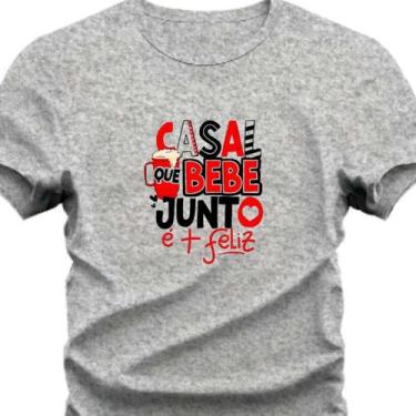 Imagem de Camiseta Peronalizada Casal Que BeBe Junto Vive Feliz - Hs, Cinza, GG
