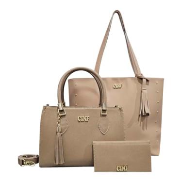 Imagem de Kit De Bolsa Feminina De Ombro + Transversal + Carteira (Amêndoa)