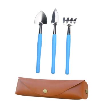 Imagem de Dualoai Mini Ferramentas de jardinagem Conjunto de ancinho de mão pequena transferência de solo Mistura de solo versátil para manutenção de, Azul