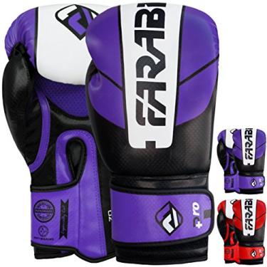 Imagem de Farabi Sports Luvas de boxe masculinas e femininas - Luvas de boxe Muay Thai 283 g 340 g 473 ml Luvas de boxe vermelhas e roxas para saco de pancada, MMA, Muay Thai e treinamento (roxo, 473 ml)