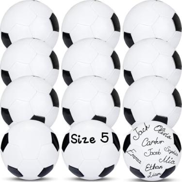 Imagem de Jenaai 6 peças tamanho 5 em branco autografado bola de futebol oficial para assinar assinatura presente de futebol para festa noturna sênior campeonato festa troféu treinamento presente jogo liga