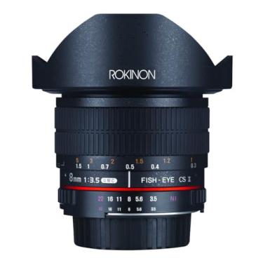 Imagem de Rokinon Lente olho de peixe 8 mm f3.5 AS IF MC CSII DH com capô removível para câmeras digitais Olympus e Panasonic Micro 4/3 (MFT) Mount (HD8M-MFT)