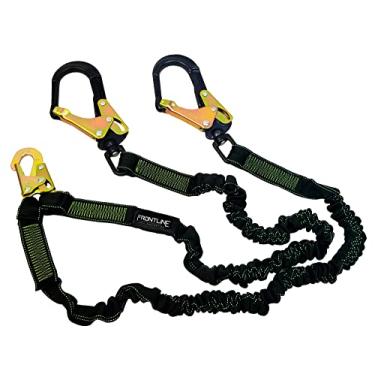 Imagem de Frontline LIS62RA Cordão elástico de perna dupla de 1,8 m com ganchos de vergalhão de alumínio | Cordão duplo 1 gancho de pressão e 2 extremidades de gancho de vergalhão | Proteção contra quedas em