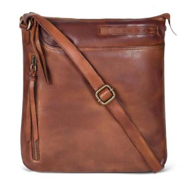 Imagem de Bolsa tiracolo feminina em couro de carvalho preta média - Oak Leather
